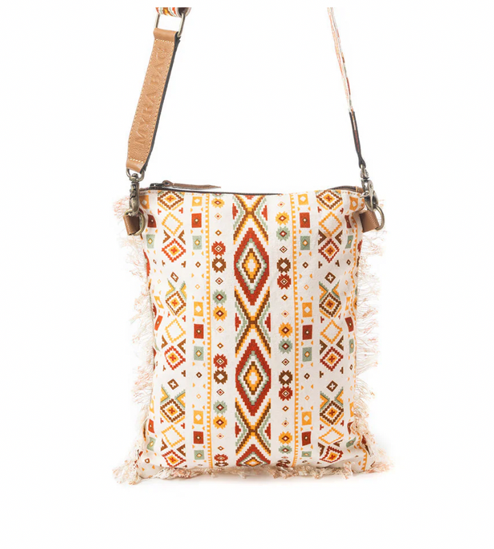 Beautiful Tapestry Crossbody Bag In Off White