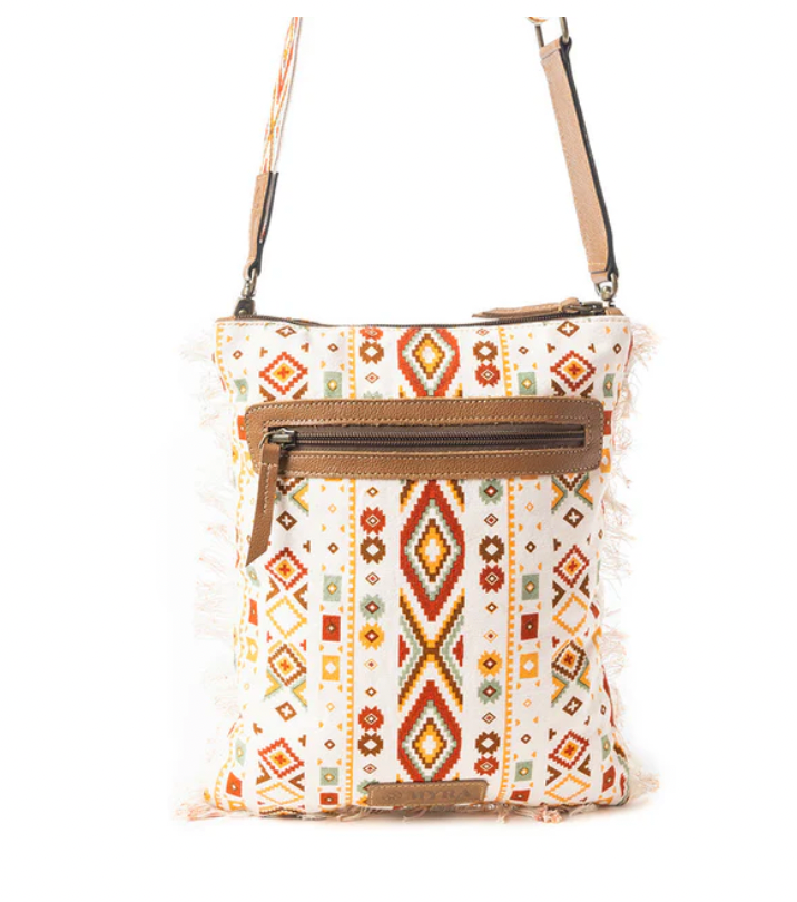 Beautiful Tapestry Crossbody Bag In Off White