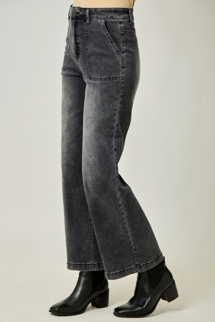 Washed Denim Trousers