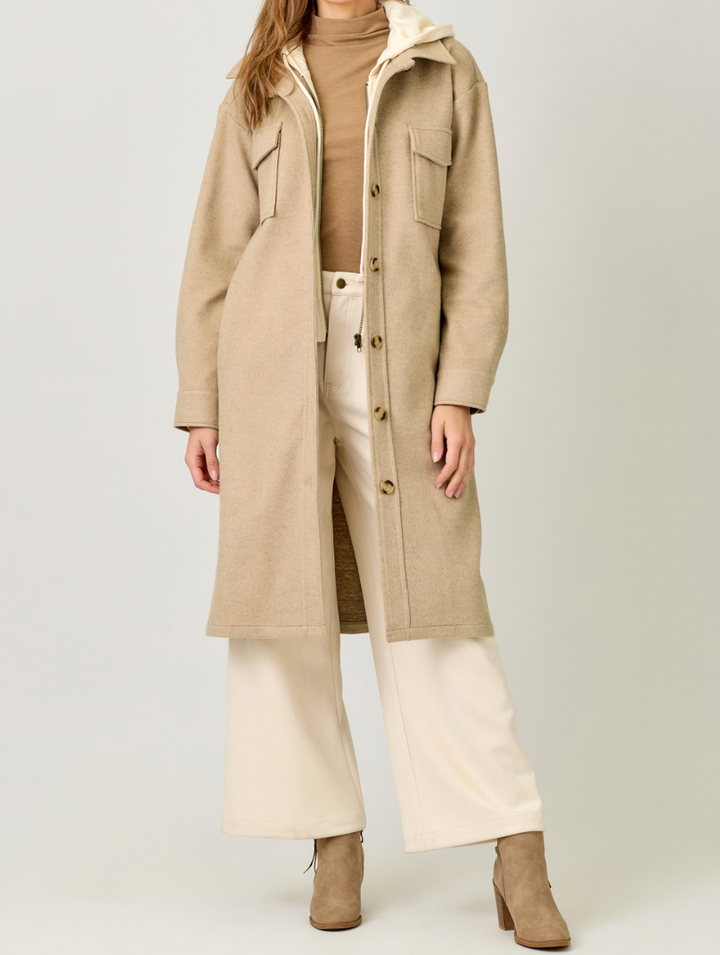 Twofer Hoodie Solid Coat