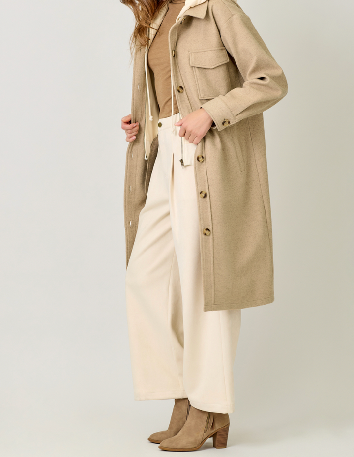 Twofer Hoodie Solid Coat
