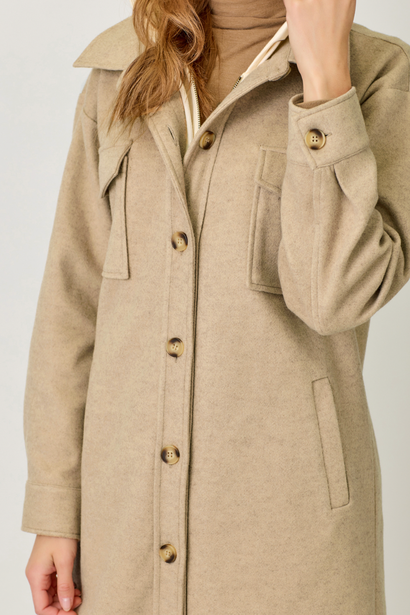 Twofer Hoodie Solid Coat