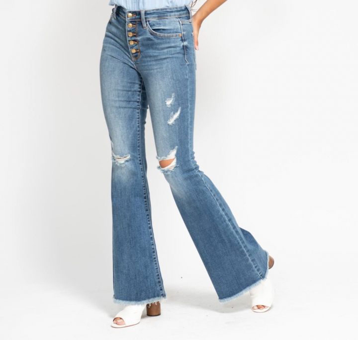 Judy Blue MR Button Fly Flare