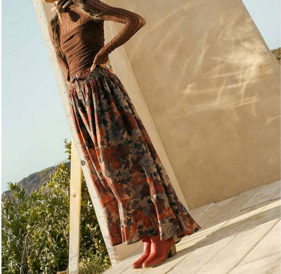 Floral-Print Button-Front Maxi Skirt