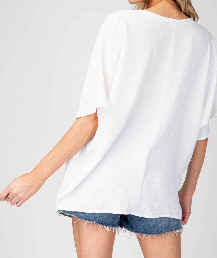 Solid V-neck Pocket Tee