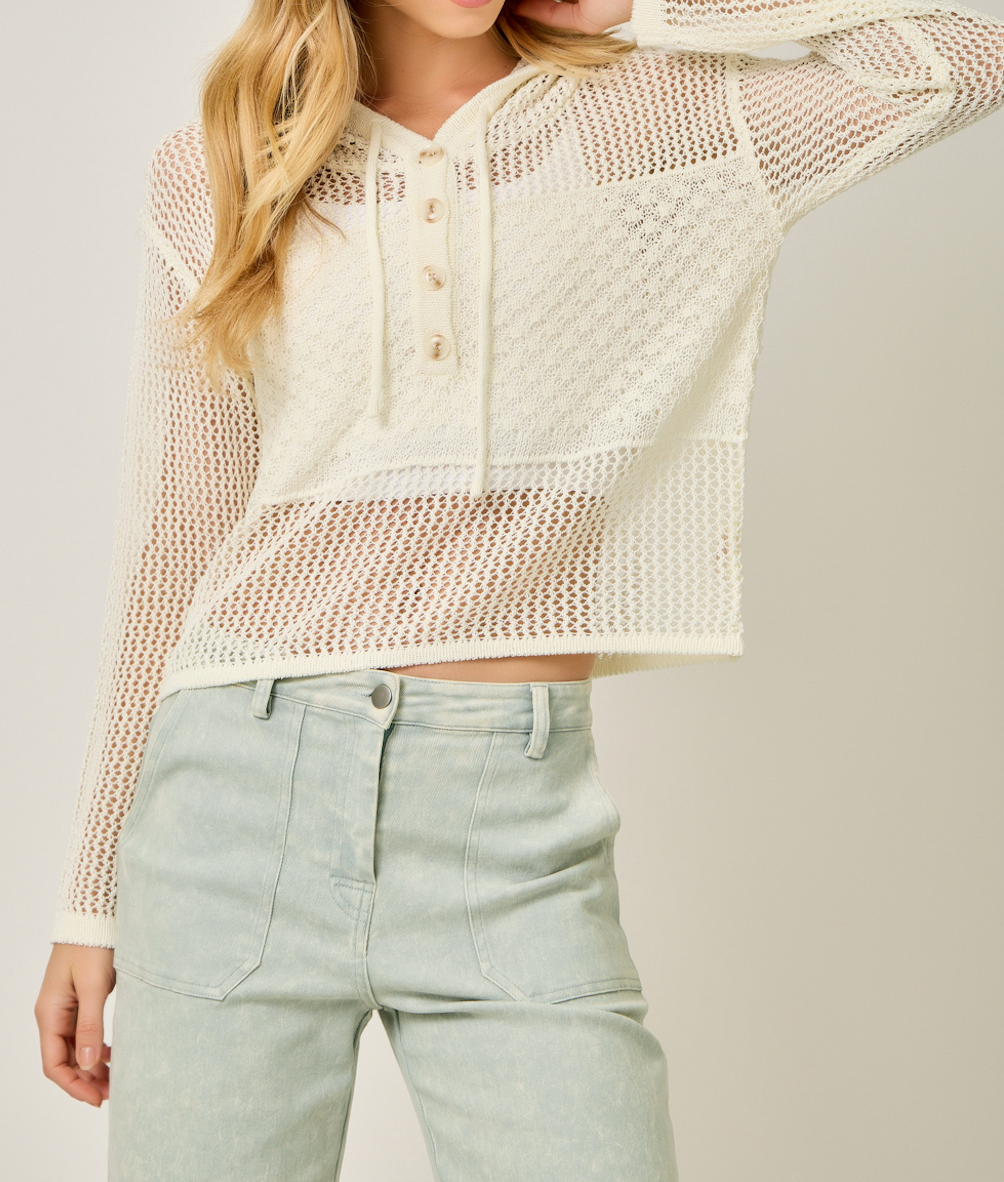 Crochet Weave Hoodie Sweater