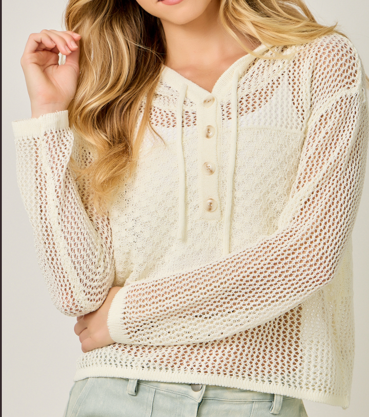 Crochet Weave Hoodie Sweater