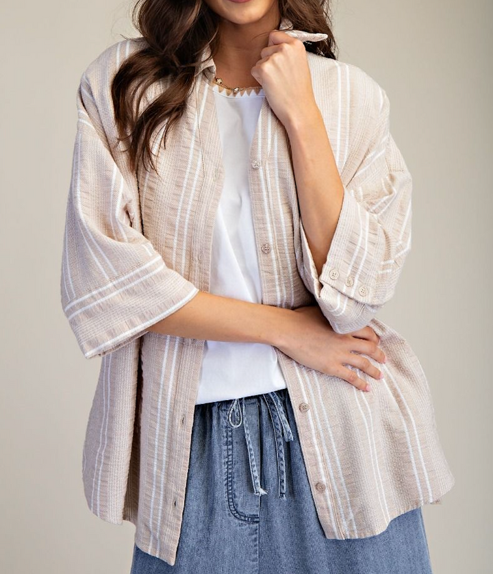 Striped Linen Button Down Shirt