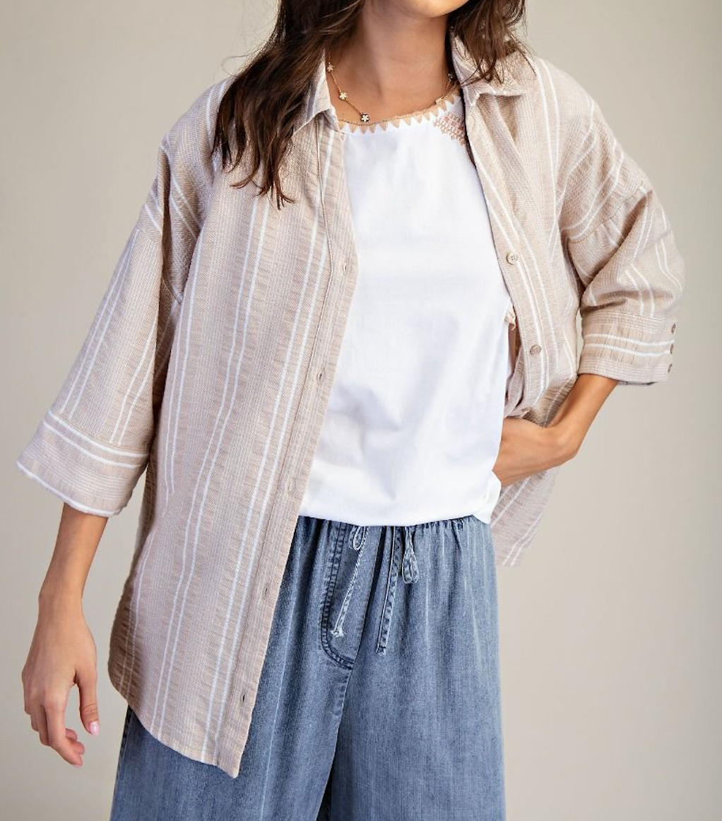 Striped Linen Button Down Shirt