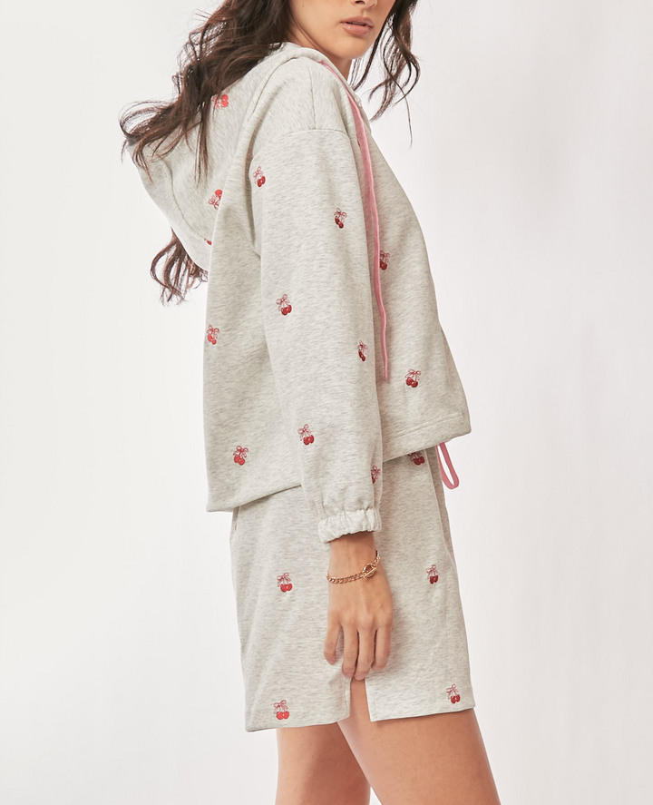 Cherry Zip Up Hoodie/Short Set