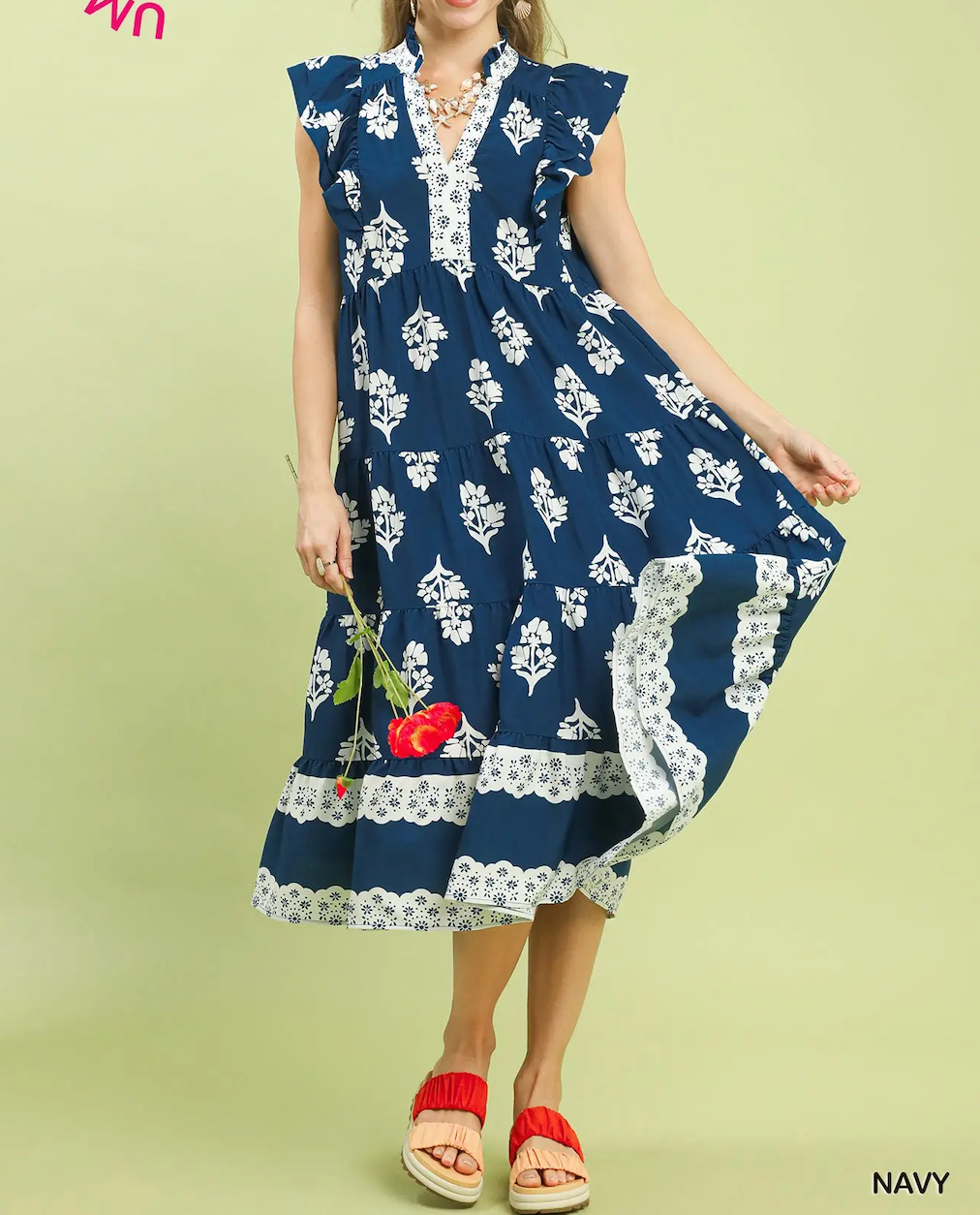 Tiered Ruffle Sleeve Maxi Dress