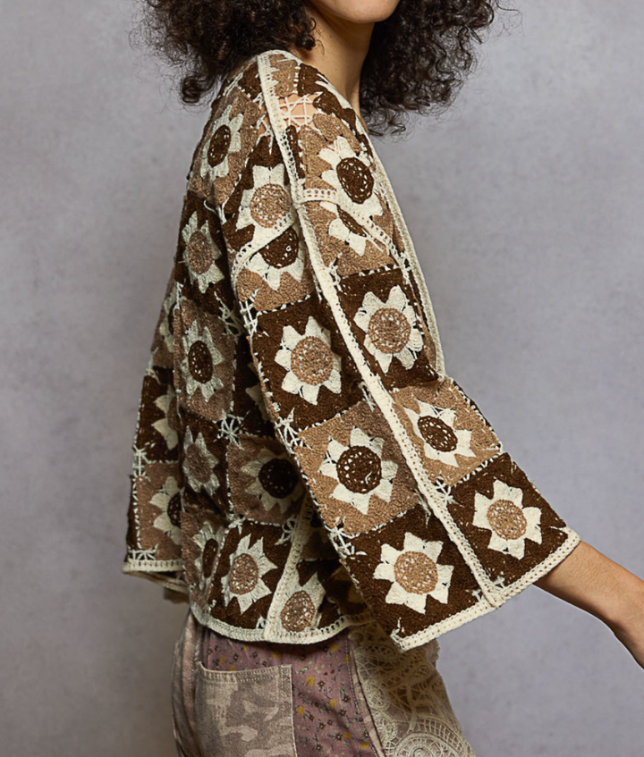 3/4 Sleeve Roomy Fit Cardigan Top