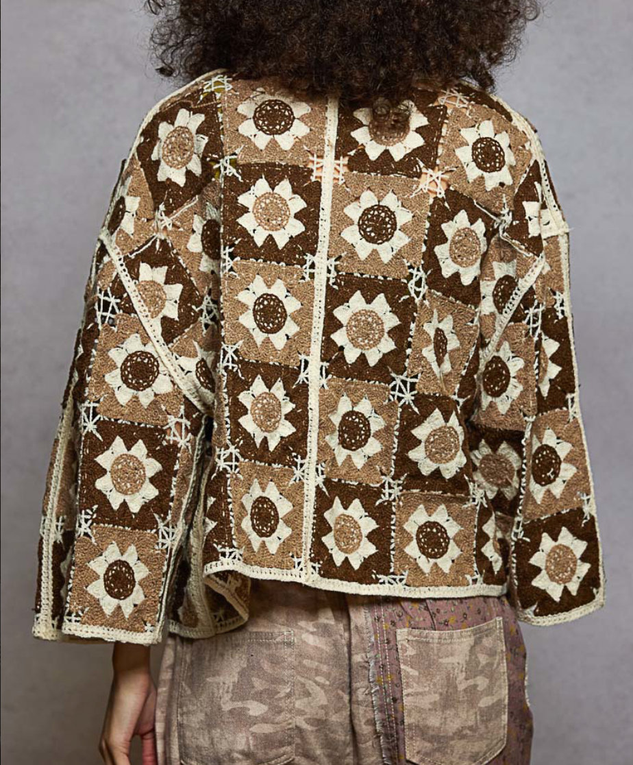 3/4 Sleeve Roomy Fit Cardigan Top