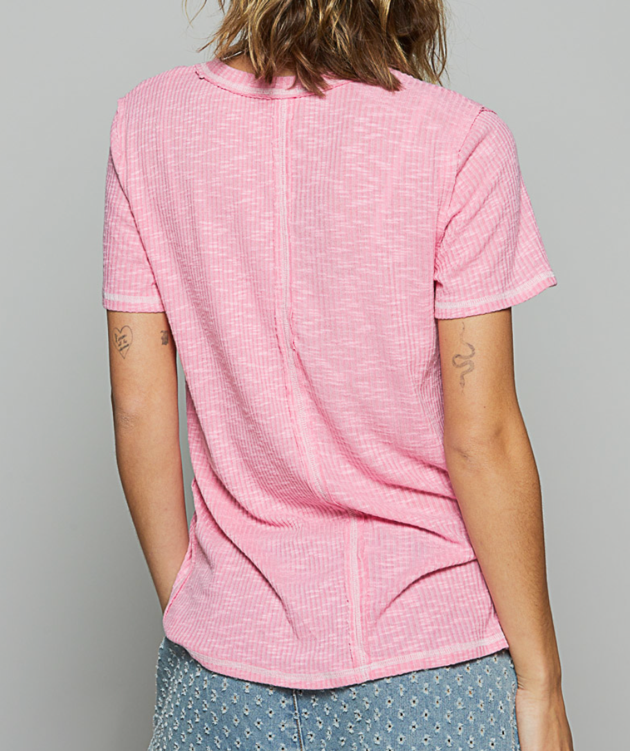 Ribbed Jersey Overlock Stitch Relaxed Top