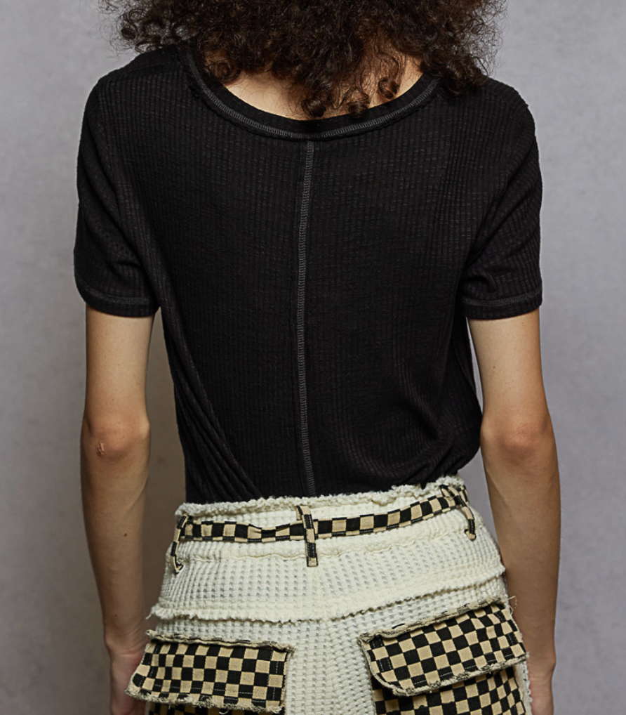 Ribbed Jersey Overlock Stitch Relaxed Top