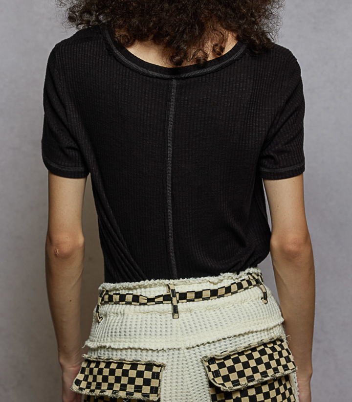 Ribbed Jersey Overlock Stitch Relaxed Top