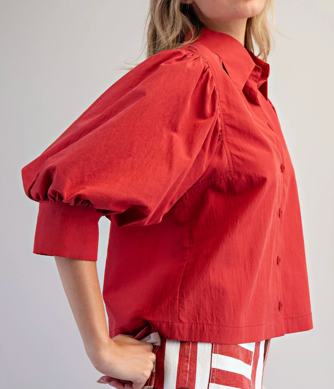 Puff Sleeve Button Down Shirt