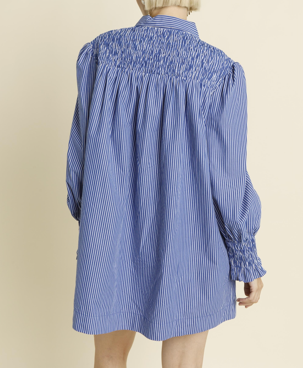 Smocked Stripe Shirt Dress