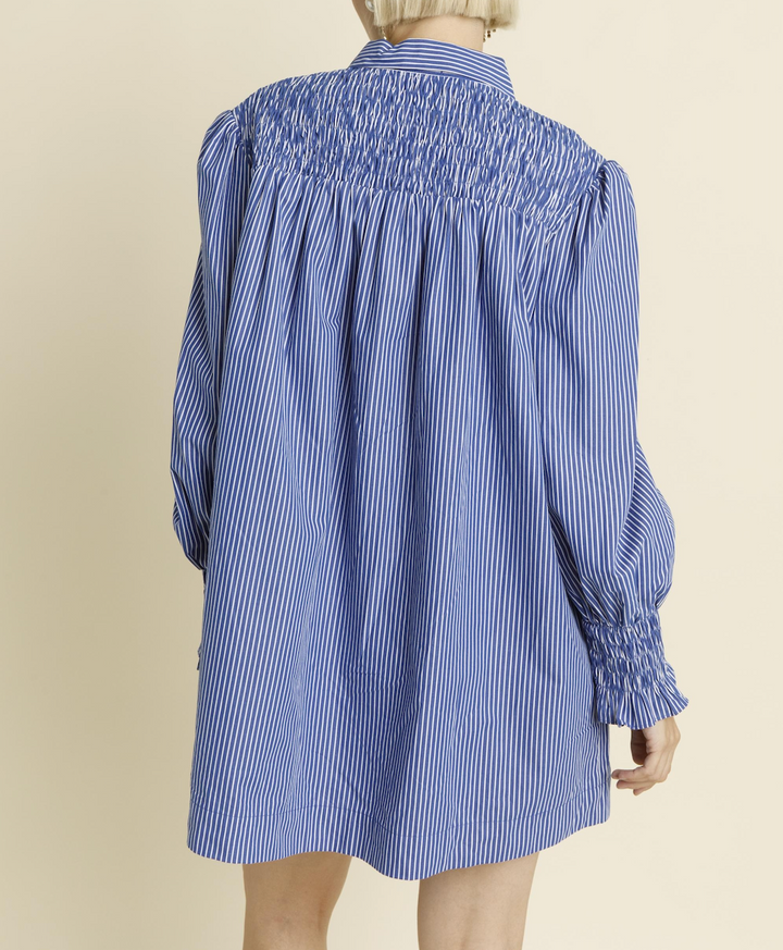 Smocked Stripe Shirt Dress