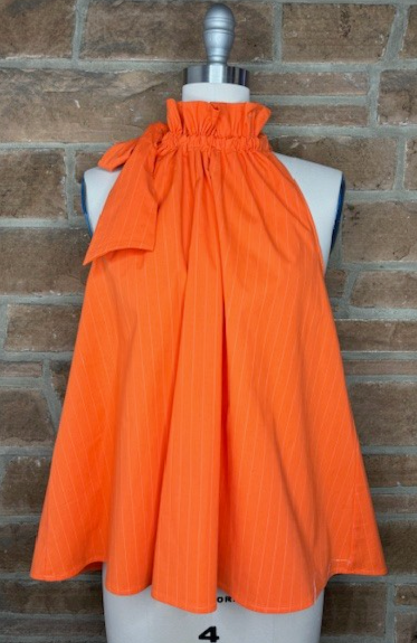 Ruffle Tie Neck Sleeveless Top