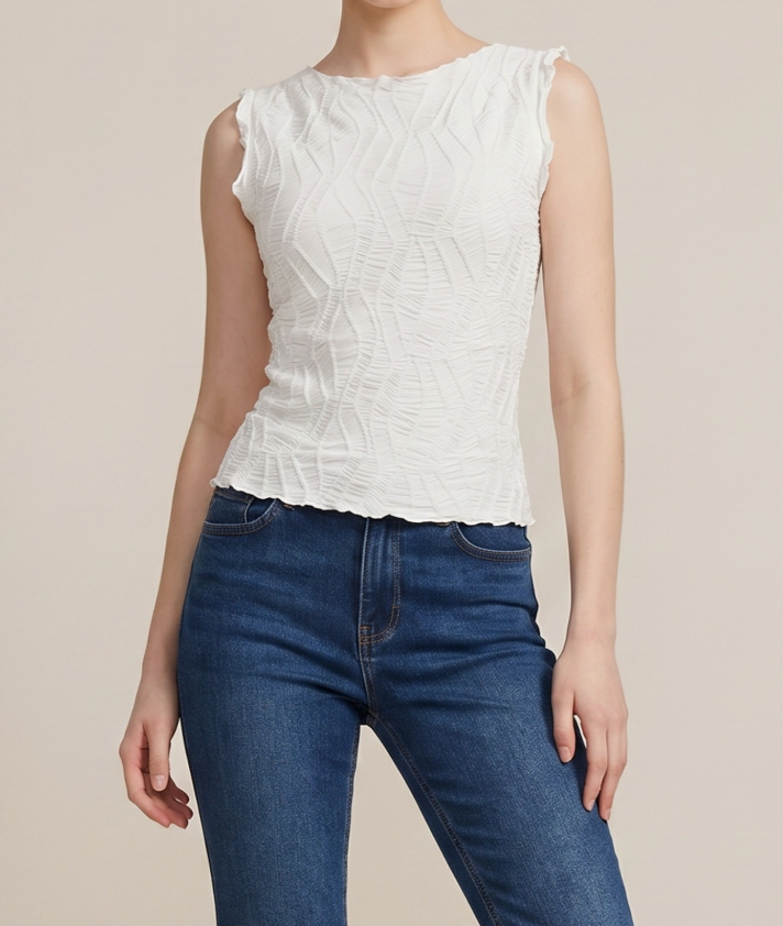 Textured Knit Sleeveless Top