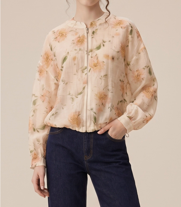 Printed Long Sleeved Zipper Jacket