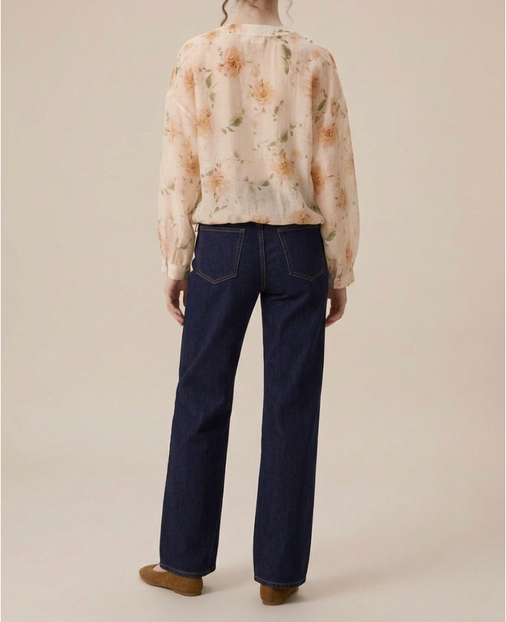 Printed Long Sleeved Zipper Jacket