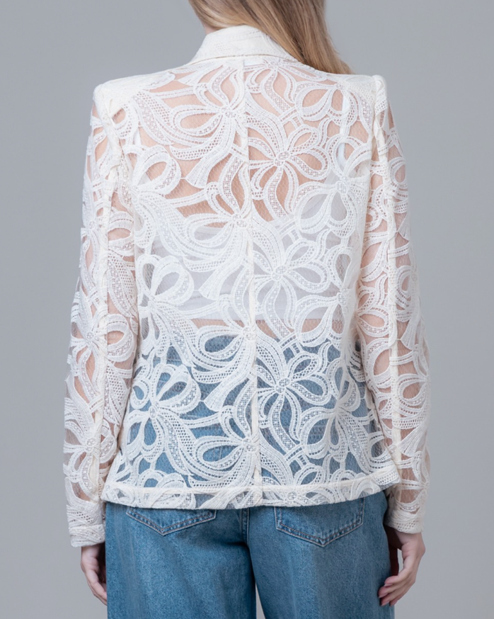 Long Sleeve One Button Lace Blazer