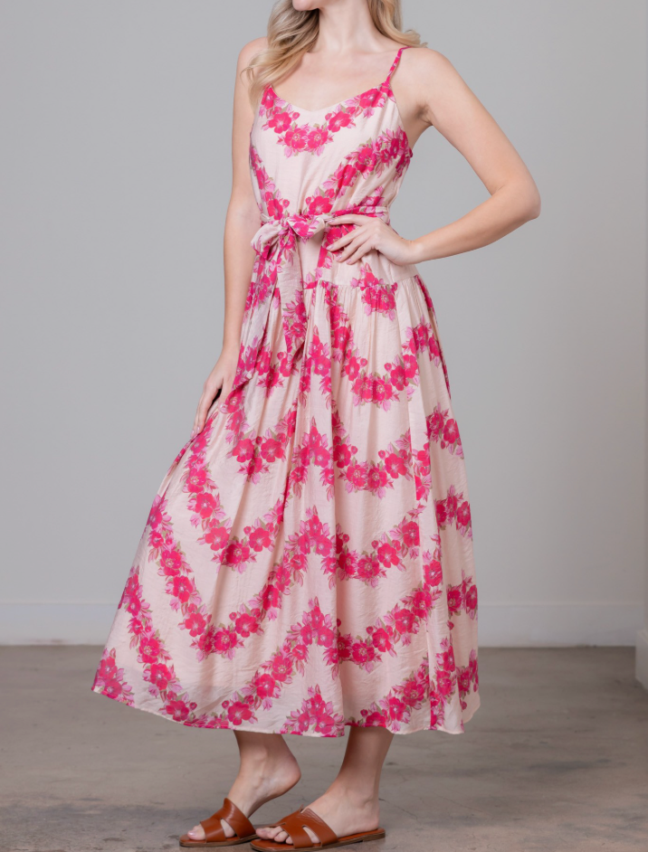 Printed Sleevess Midi Dress