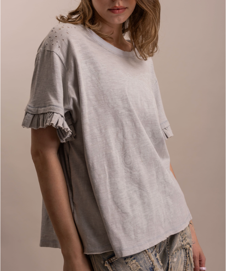 Short Ruffle Sleeve Butterfly Top
