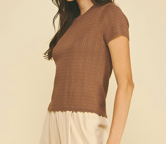 Pointelle Cable Knit Sweater