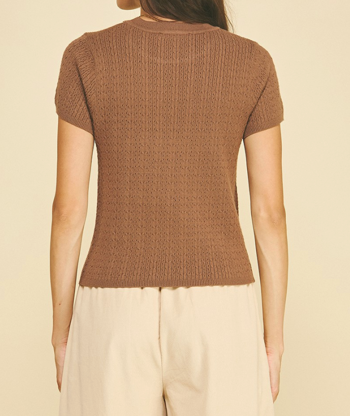Pointelle Cable Knit Sweater