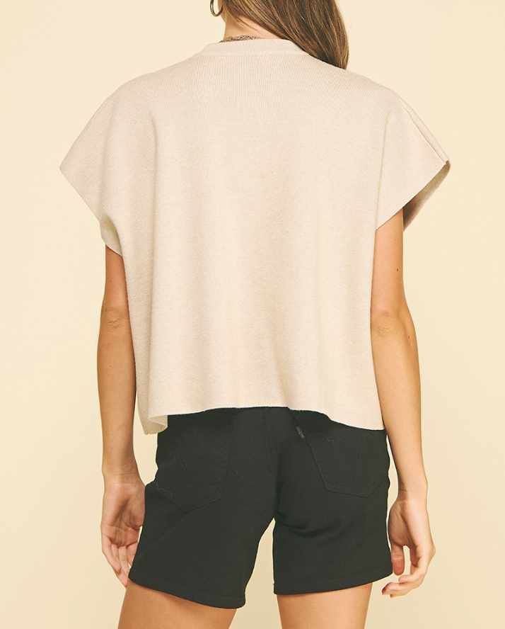 Button Down Cap Sleeve Sweater
