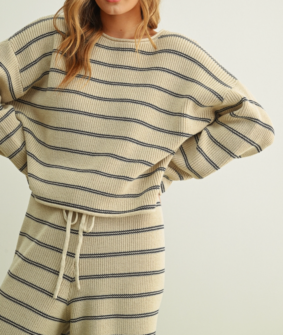Striped Pattern Long Sleeve Sweater Top