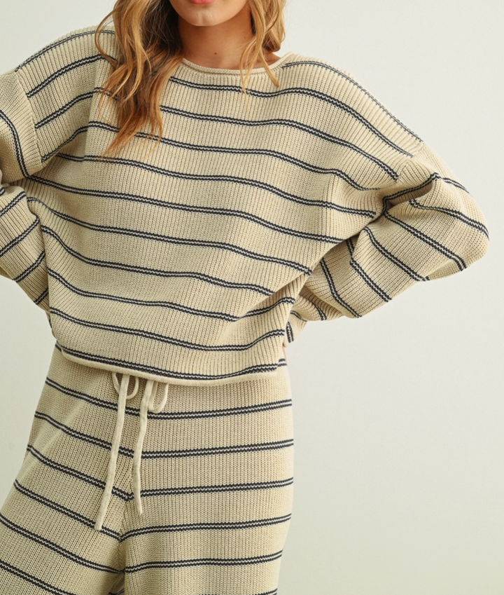 Striped Pattern Long Sleeve Sweater Top