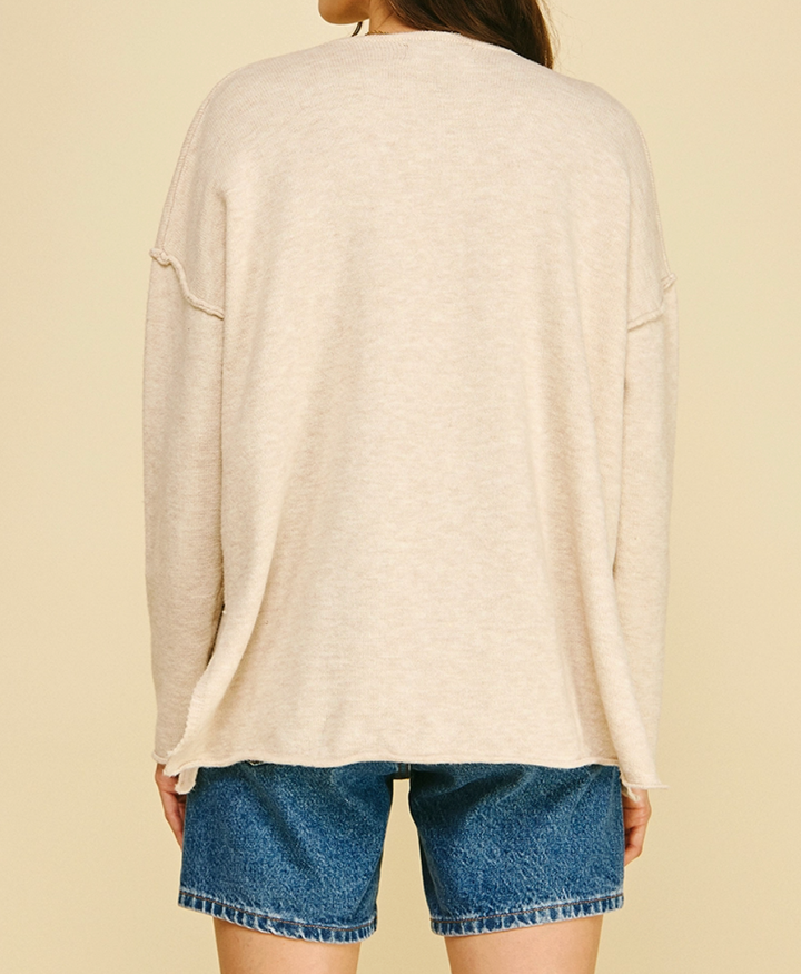 V-Neck Exposed Seam Sweater