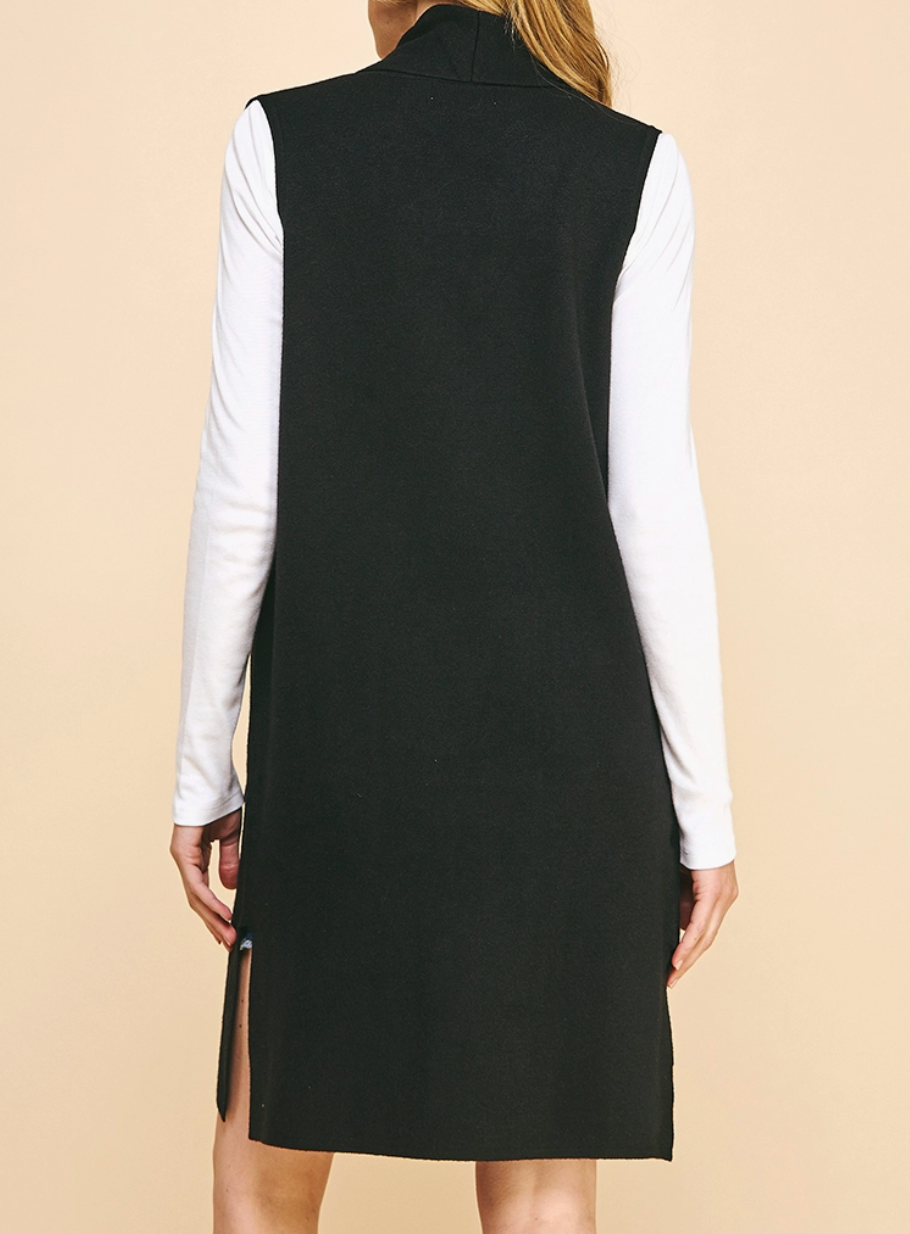 Sleeveless Open Knitted Cardigan