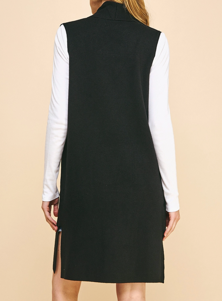 Sleeveless Open Knitted Cardigan