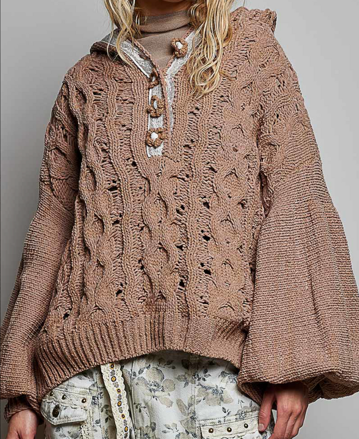 Balloon Sleeve Hoodie Sweater