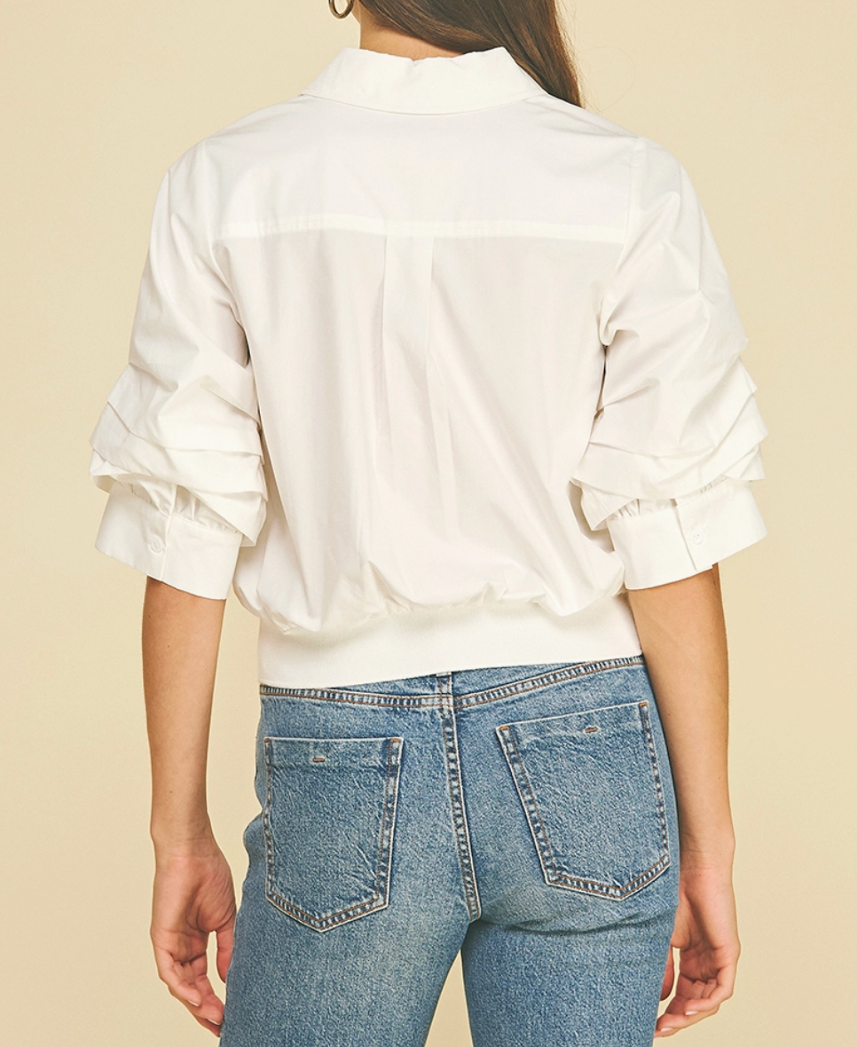 Cropped Shirt w/ Banded Hem