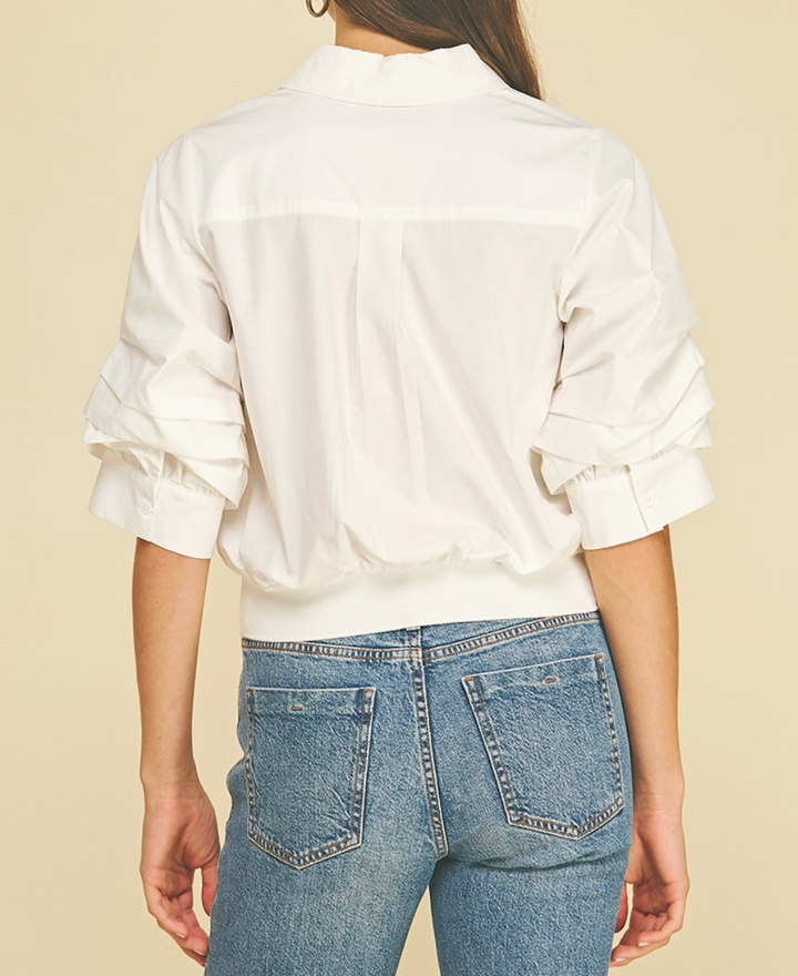 Cropped Shirt w/ Banded Hem
