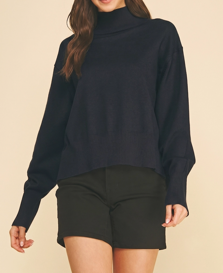 Turtle Neck Hi-Lo Sweater