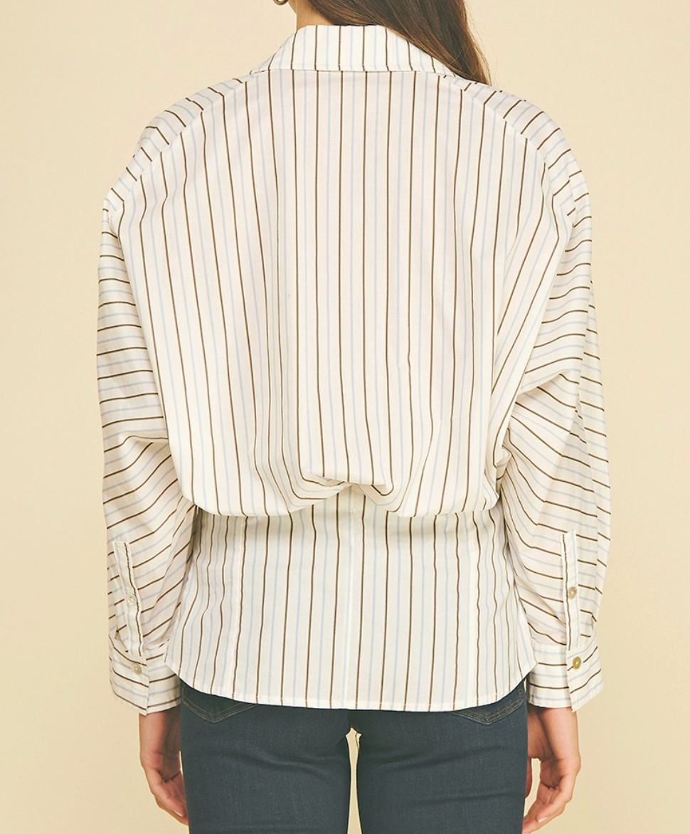 Striped Button Down Tucked Shirt