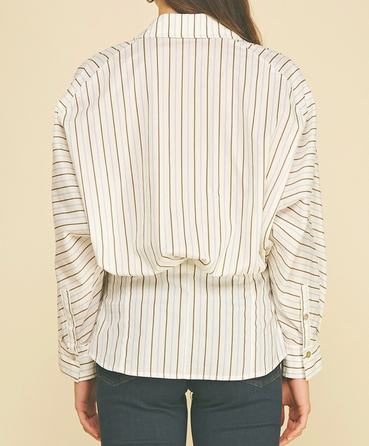 Striped Button Down Tucked Shirt