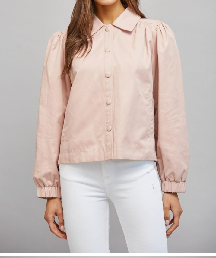 Gathered Shoulder Detail Pointed Collar Jacket