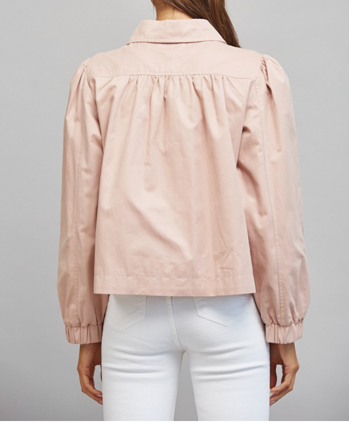 Gathered Shoulder Detail Pointed Collar Jacket