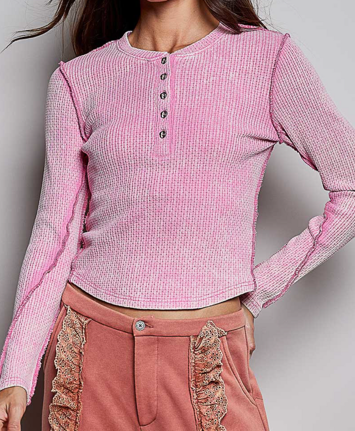 Round Neck Long Sleeve Slim Fit Knit Top