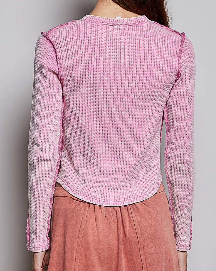 Round Neck Long Sleeve Slim Fit Knit Top