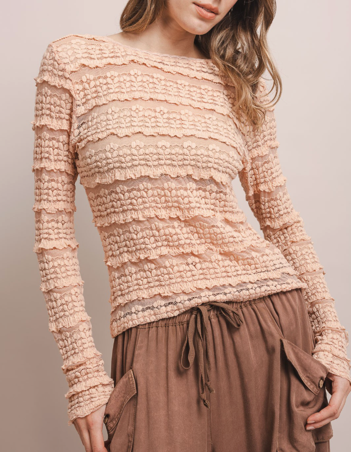 Long Sleeve See Through Fitted Top