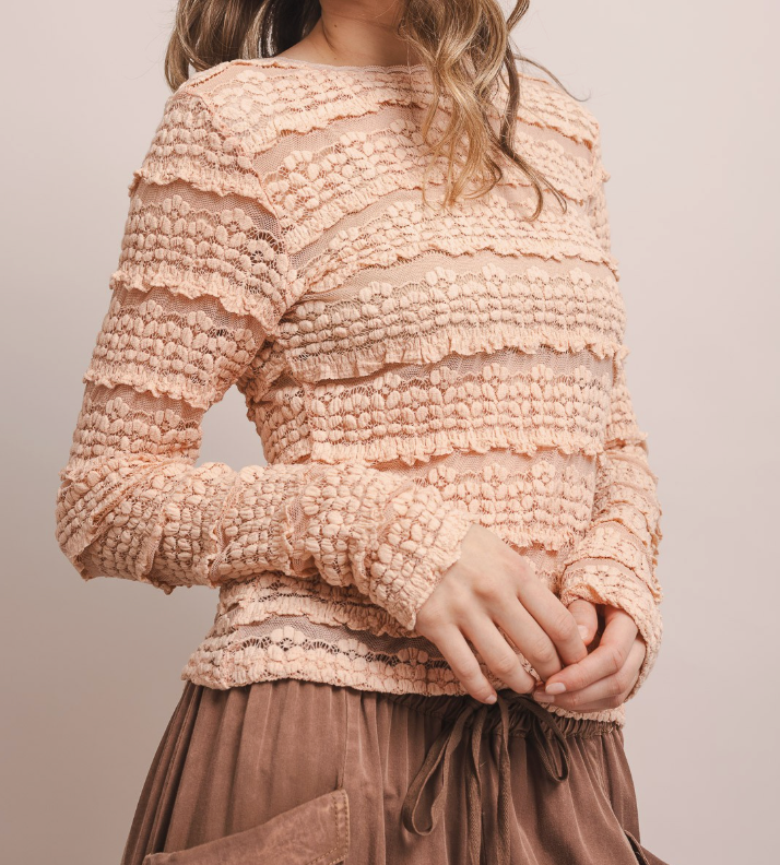 Long Sleeve See Through Fitted Top